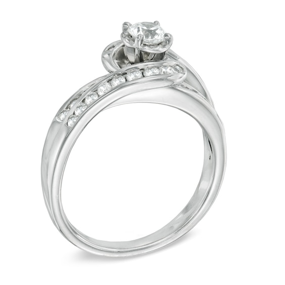 0.75 CT. T.W. Diamond Spiral Engagement Ring in 10K White Gold