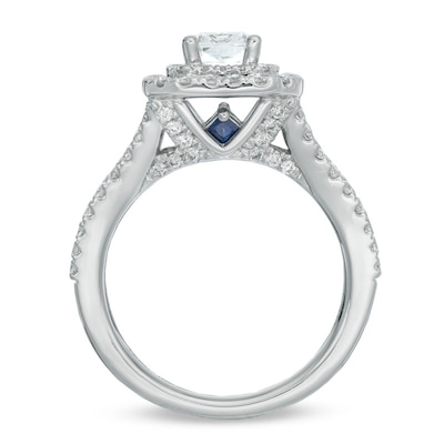 Vera Wang Love Collection 1.97 CT. T.W. Emerald-Cut Diamond Double Frame Ring in 14K White Gold