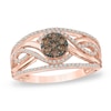 Thumbnail Image 0 of 0.50 CT. T.W. Champagne and White Diamond Cluster Swirl Ring in 10K Rose Gold