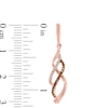 0.20 CT. T.W. Enhanced Cognac and White Diamond Split Waves Drop Earrings in 10K Rose Gold