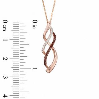 0.20 CT. T.W. Enhanced Cognac and White Diamond Split Waves Pendant in 10K Rose Gold