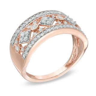 0.50 CT. T.W. Diamond Geometric Pattern Ring in 10K Rose Gold