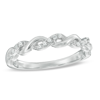 0.12 CT. T.W. Diamond Twisting Anniversary Band in 10K Gold