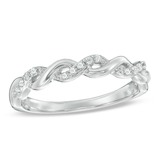 0.12 CT. T.W. Diamond Twisting Anniversary Band in 10K Gold