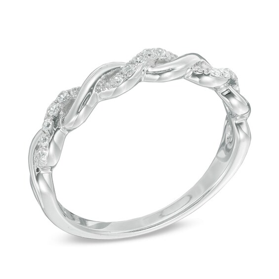 0.12 CT. T.W. Diamond Twisting Anniversary Band in 10K Gold