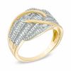 1.00 CT. T.W. Baguette and Round Diamond Layered Waves Ring in 10K Gold