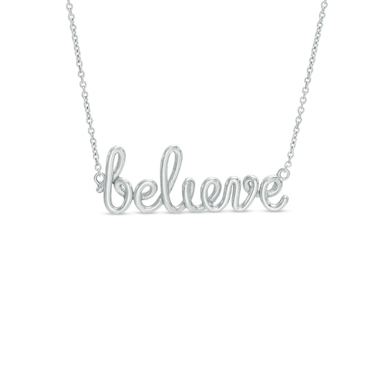 Cursive "believe" Necklace in Sterling Silver - 17.5"