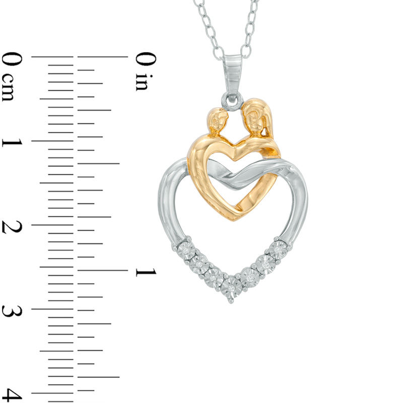 Diamond Accent Motherly Love Double Heart Pendant in Sterling
