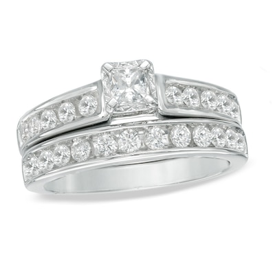 1.00 CT. T.W. Princess-Cut Diamond Bridal Set in 14K White Gold