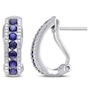 Thumbnail Image 1 of Blue Lab-Created Sapphire Hoop Earrings in Sterling Silver