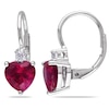 Thumbnail Image 0 of 7.0mm Heart-Shaped Lab-Created Ruby and White Lab-Created Sapphire Drop Earrings in Sterling Silver