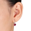 Thumbnail Image 2 of 7.0mm Heart-Shaped Lab-Created Ruby and White Lab-Created Sapphire Drop Earrings in Sterling Silver