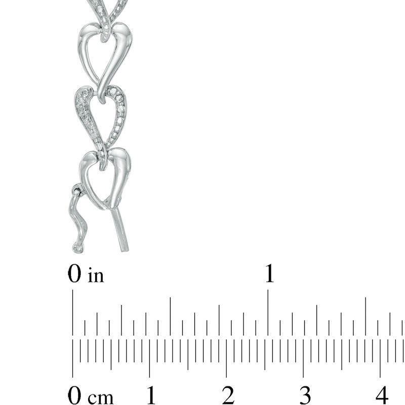 0.05 CT. T.W. Diamond Alternating Link Bracelet in Sterling Silver - 7.25"