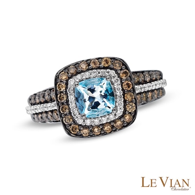 Le Vian® Sea Blue Aquamarine™ and 0.76 CT. T.W. Diamond Ring in 14K Vanilla Gold™