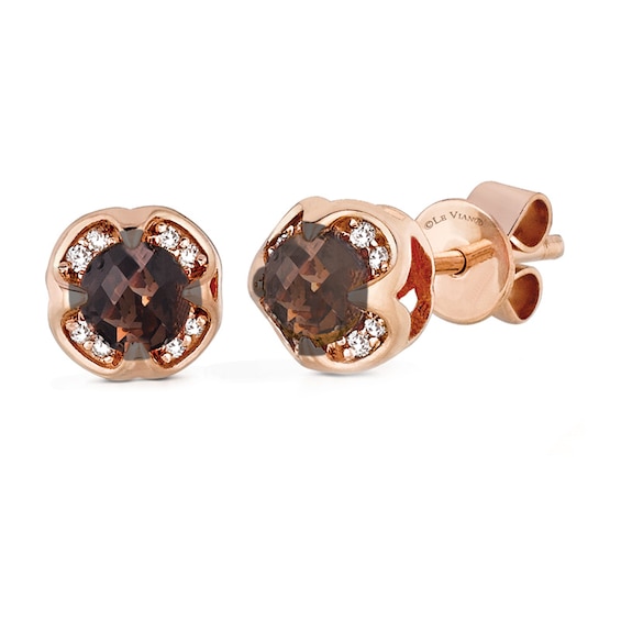 Le Vian® Chocolate Quartz™ and Diamond Accent Stud Earrings in 14K Strawberry Gold™