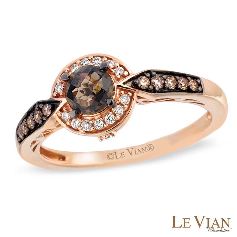 Le Vian® Chocolate Quartz™ and 0.17 CT. T.W. Diamond Ring in 14K Strawberry Gold™|Peoples Jewellers