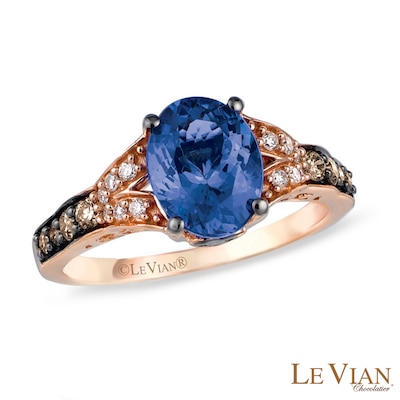 Le Vian® Blueberry Tanzanite™ and 0.33 CT. T.W. Diamond Ring in 14K Strawberry Gold™