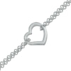 Thumbnail Image 0 of Double Chain Heart Anklet in 14K White Gold - 10"