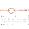 Double Chain Heart Anklet in 14K Rose Gold - 10"