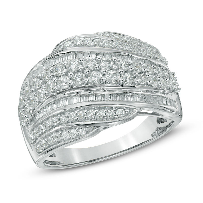 1.00 CT. T.W. Diamond Layered Wave Band in 10K Gold|Peoples Jewellers