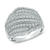 1.00 CT. T.W. Diamond Multi-Row Wave Ring in 10K White Gold