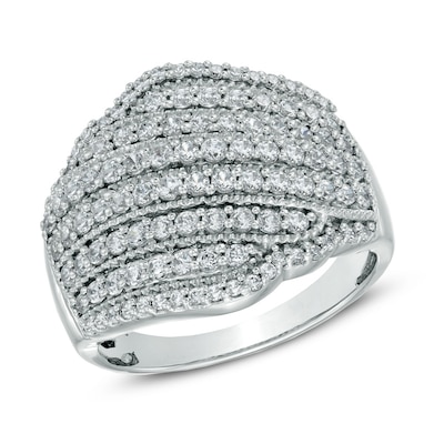 1.00 CT. T.W. Diamond Multi-Row Wave Ring in 10K White Gold