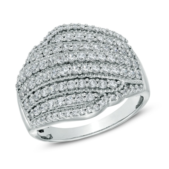 1.00 CT. T.W. Diamond Multi-Row Wave Ring in 10K White Gold