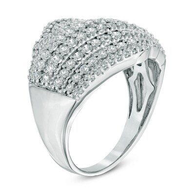 1.00 CT. T.W. Diamond Multi-Row Wave Ring in 10K White Gold