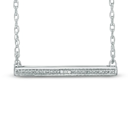 Diamond Accent Sideways Bar Necklace in Sterling Silver - 17&quot;