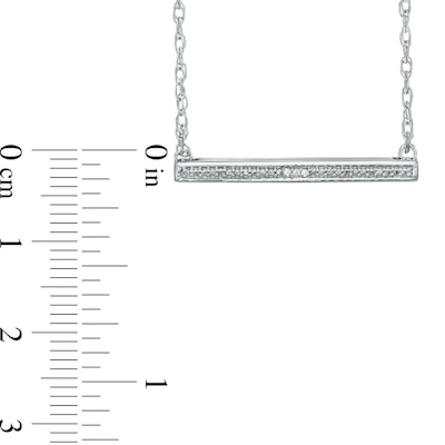 Diamond Accent Sideways Bar Necklace in Sterling Silver - 17"