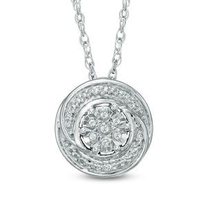 Diamond Accent Spiral Cluster Pendant in Sterling Silver