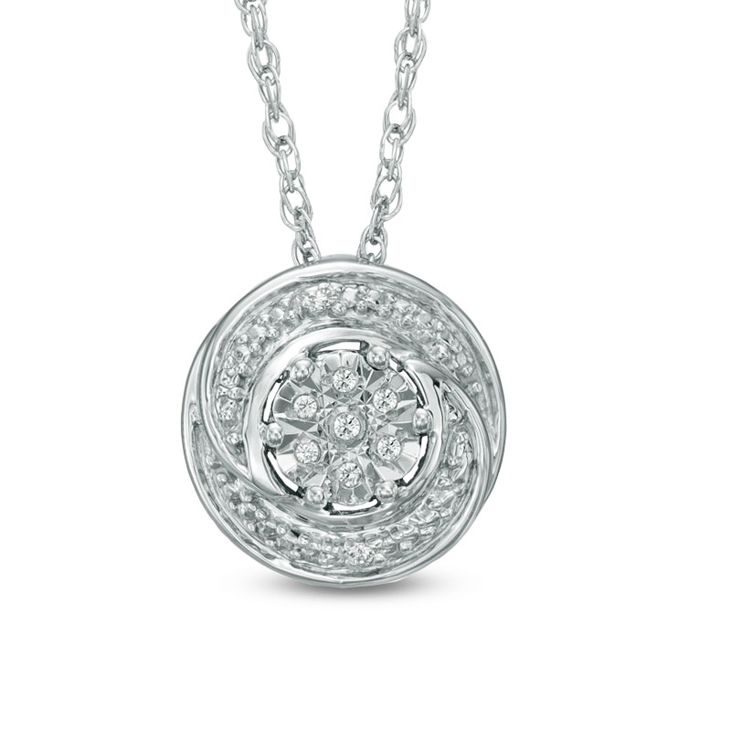 Diamond Accent Spiral Cluster Pendant in Sterling Silver|Peoples Jewellers