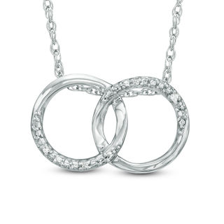 Diamond Accent Interlocking Circles Necklace in Sterling Silver - 17"