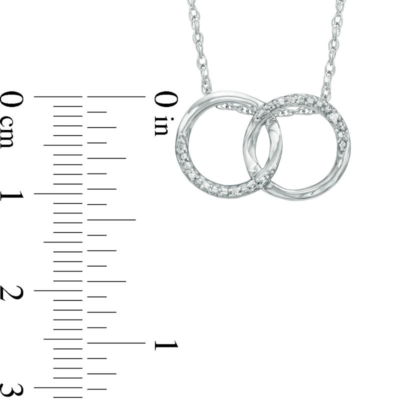 0.086 CT. T.W. Diamond Engravable Interlocking Circles Necklace in Sterling  Silver (1 Line) | Peoples Jewellers