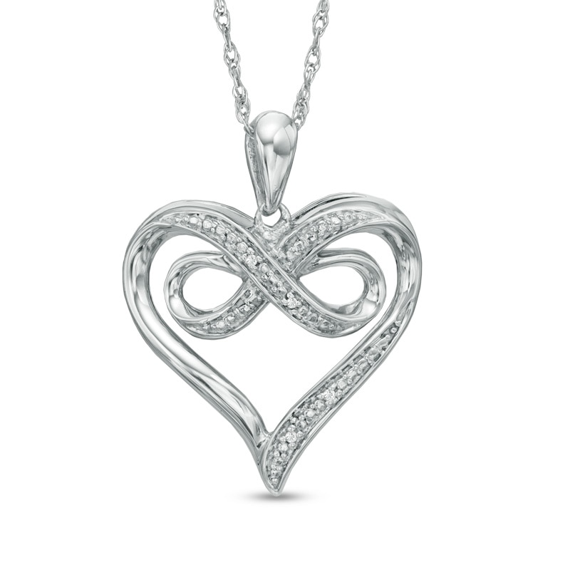 Diamond Accent Heart with Infinity Pendant in Sterling Silver | Peoples ...