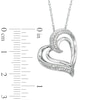 Diamond Accent Layered Tilted Heart Pendant in Sterling Silver