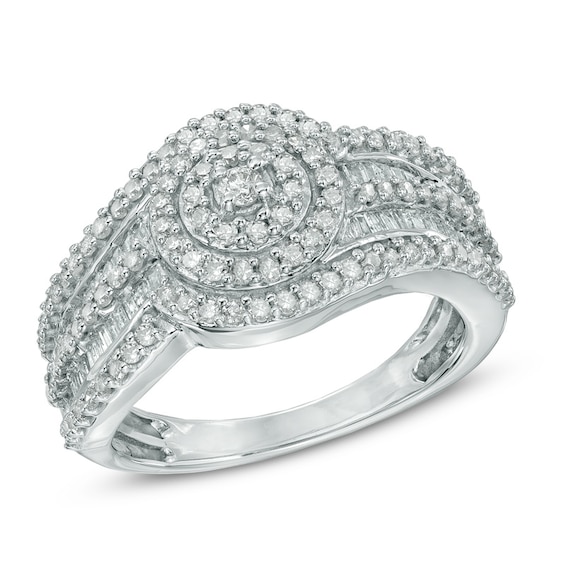 1.00 CT. T.W. Diamond Layered Frame Ring in 10K White Gold