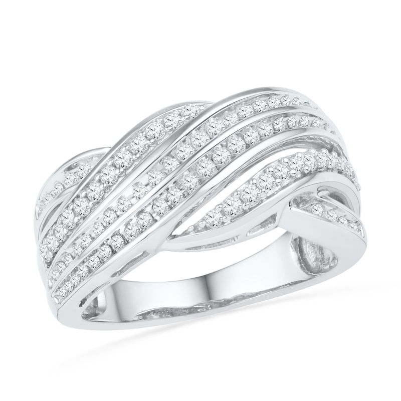 0.50 CT. T.W. Diamond Layered Wave Band in Sterling Silver|Peoples Jewellers