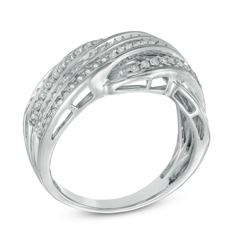 0.50 CT. T.W. Diamond Layered Wave Band in Sterling Silver