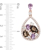 Thumbnail Image 1 of Rose de France Amethyst, Smoky Quartz and White Topaz Drop Earrings in Sterling Silver with 14K Rose Gold Plate