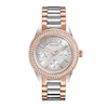 Thumbnail Image 0 of Ladies' Bulova Crystal Accent Two-Tone Watch with Silver-Tone Dial (Model: 98N100)