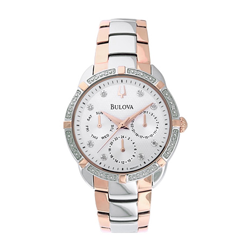 Ladies' Bulova Diamond Accent Two-Tone Watch with Silver-Tone Dial (Model: 98R177)|Peoples Jewellers