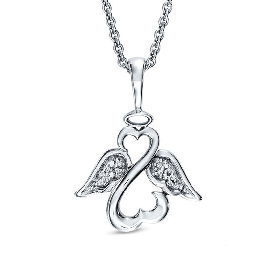 Open Hearts by Jane Seymour™ Diamond Accent Wings and Halo Pendant in Sterling Silver