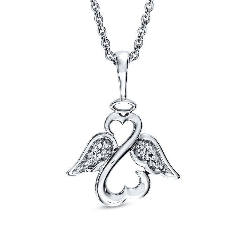 Open Hearts by Jane Seymour™ Diamond Accent Wings and Halo Pendant in Sterling Silver|Peoples Jewellers