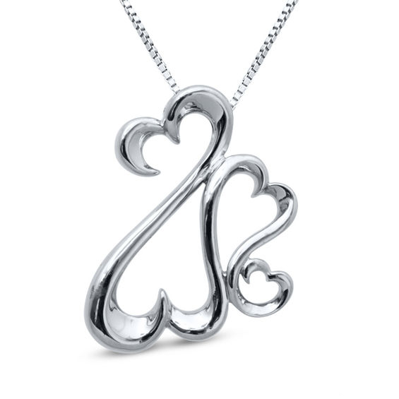 Open Hearts Family by Jane Seymour™ Triple Motherly Love Pendant in Sterling Silver