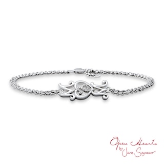 Open Hearts Family by Jane Seymour™ Diamond Accent Sideways "MOM" Bracelet in Sterling Silver - 6.25"