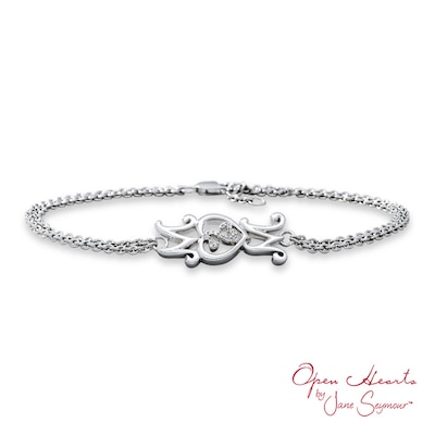 Open Hearts Family by Jane Seymour™ Diamond Accent Sideways "MOM" Bracelet in Sterling Silver - 6.25"