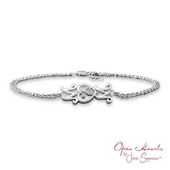 Open Hearts Family by Jane Seymour™ Diamond Accent Sideways "MOM" Bracelet in Sterling Silver - 6.25"