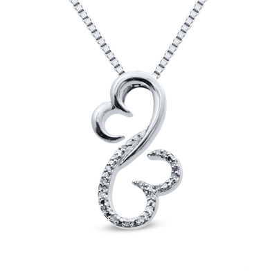 Open Hearts Family by Jane Seymour™ 0.04 CT. T.W. Diamond Half and Half Pendant in Sterling Silver