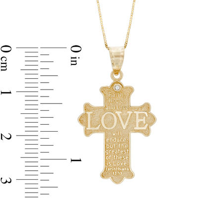 Diamond Accent "LOVE" Cross Pendant in 10K Gold